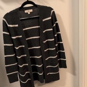 Chic Black and White Striped Cardigan